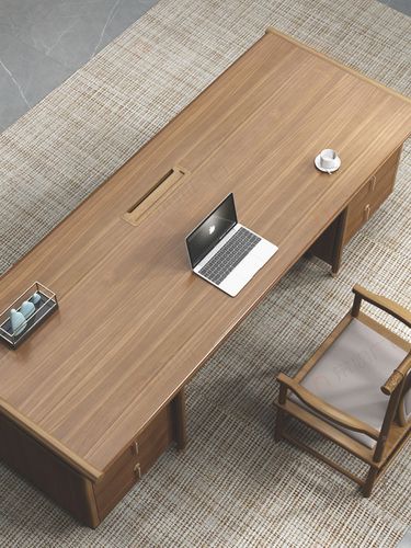 新中式老板桌原木办公桌大班台简约现代办公家具桌椅组合